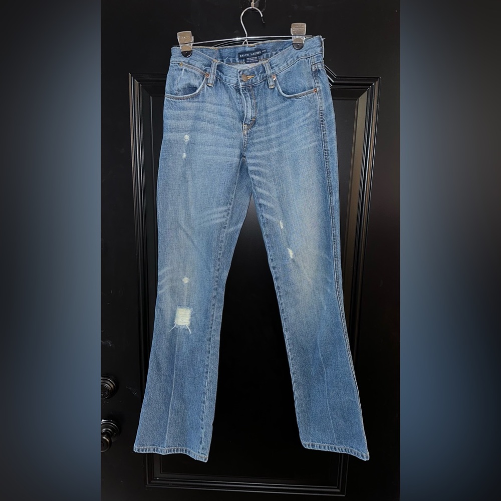 Ralph Lauren Dungarees Jeans Pants Distressed Light Wash Straight Leg 28 / 32